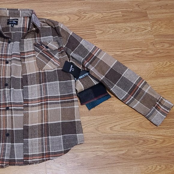 Tan and Orange Brixton Bowery Flannel Jacket - Picture 3 of 3